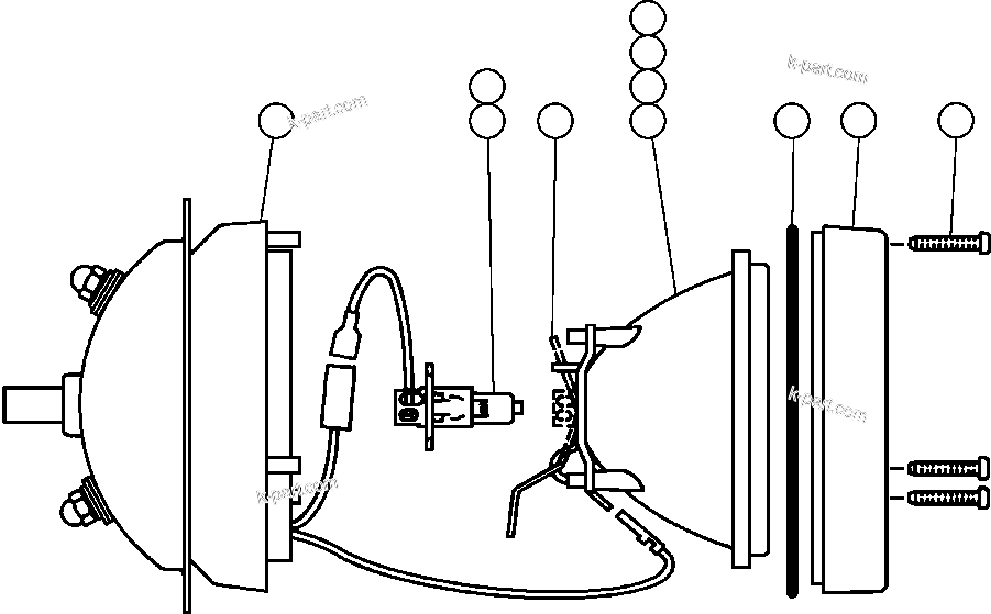 Komatsu parts book diagram for AFE50-G/H 830E S/N A30570-A30573, A30575-A30583 & A30586-A30588 LOS PELAMBRES: LIGHT ASSEMBLY (SUPER HALOGEN)