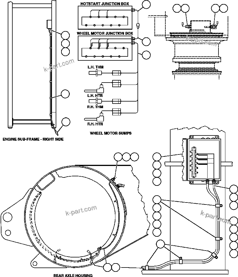 Komatsu parts book diagram for AFE50-G/H 830E S/N A30570-A30573, A30575-A30583 & A30586-A30588 LOS PELAMBRES: WHEEL MOTOR HEATER INSTALLATION