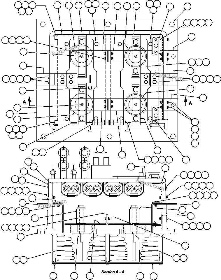 Komatsu parts book diagram for AFE50-G/H 830E S/N A30570-A30573, A30575-A30583 & A30586-A30588 LOS PELAMBRES: PANEL - M.F.S.E. (PB8837)