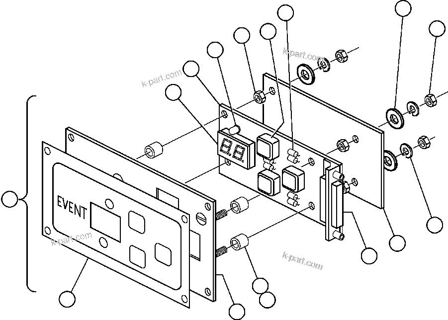 Komatsu parts book diagram for AFE50-G/H 830E S/N A30570-A30573, A30575-A30583 & A30586-A30588 LOS PELAMBRES: PANEL - DISPLAY EVENT (PB8056)