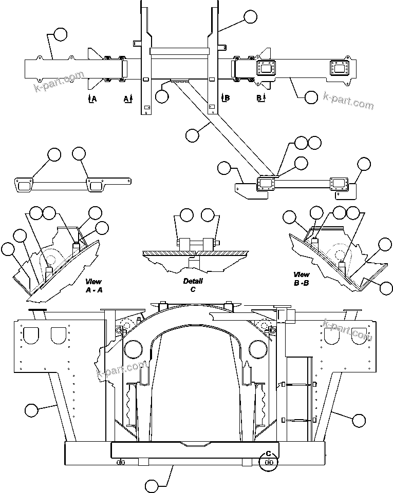 Komatsu parts book diagram for AFE50-GA 830E S/N GAE2144830E    ARCH MINERAL RUFFNER MINE-GLIDER KIT: FRAME & UPRIGHTS