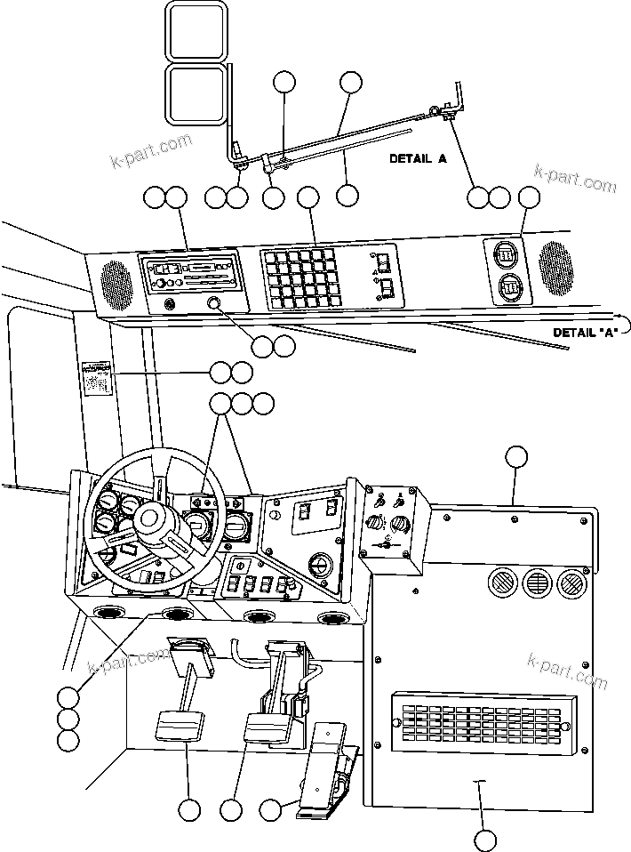 Komatsu parts book diagram for AFE50-GA 830E S/N GAE2144830E    ARCH MINERAL RUFFNER MINE-GLIDER KIT: OPERATOR CONTROLS & OVERHEAD PANEL