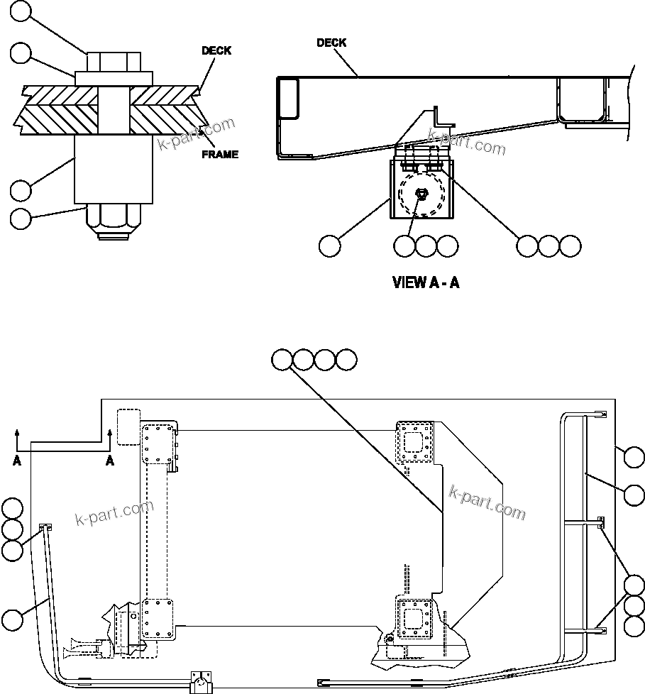 Komatsu parts book diagram for AFE50-GC 830E S/N GAE2170 & GAE2173 & GAE2175 & GAE2177            GLIDER KIT: L.H. DECK MOUNTING & MISCELLANEOUS