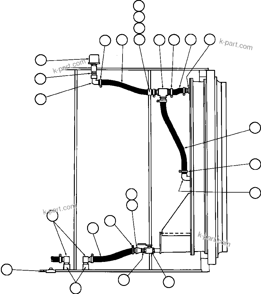 Komatsu parts book diagram for AFE50-GC 830E S/N GAE2170 & GAE2173 & GAE2175 & GAE2177            GLIDER KIT: DRIVE WHEEL PIPING