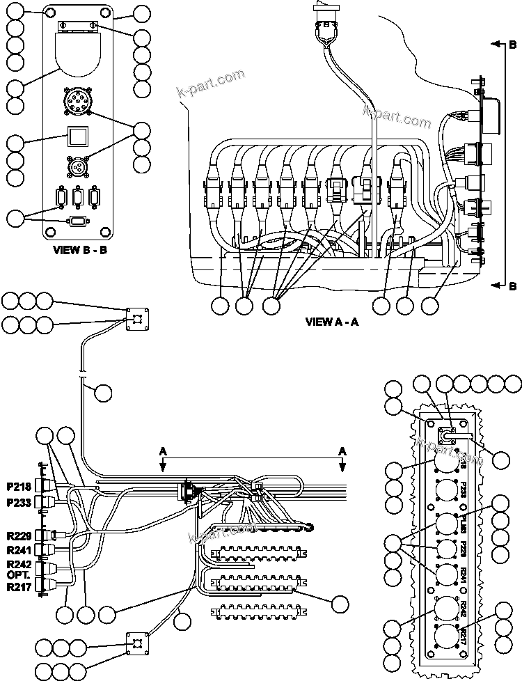 Komatsu parts book diagram for AFE50-GC 830E S/N GAE2170 & GAE2173 & GAE2175 & GAE2177            GLIDER KIT: CAB CONNECTOR PLATE & WIRING