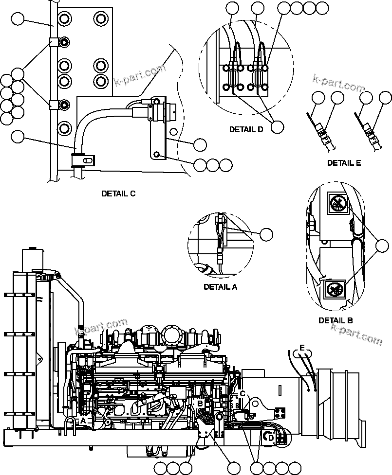 Komatsu parts book diagram for AFE50-GC 830E S/N GAE2170 & GAE2173 & GAE2175 & GAE2177            GLIDER KIT: ENGINE WIRING