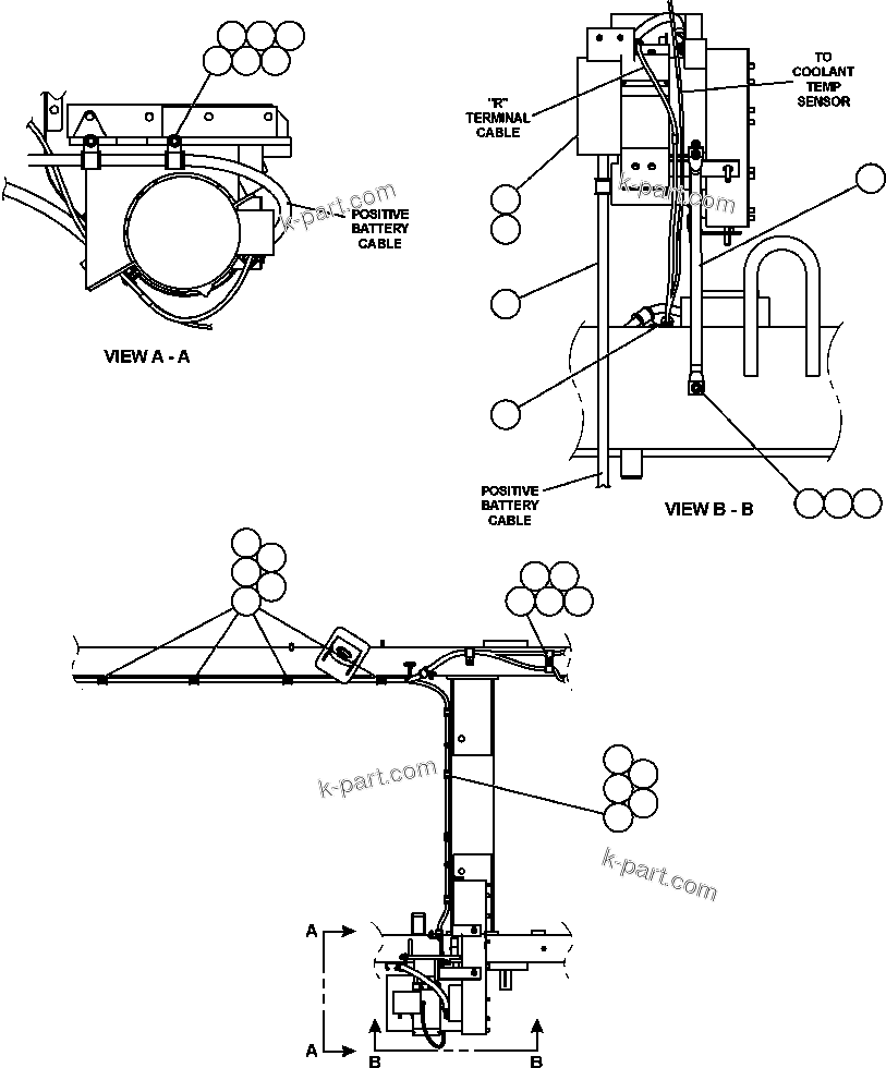 Komatsu parts book diagram for AFE50-GC 830E S/N GAE2170 & GAE2173 & GAE2175 & GAE2177            GLIDER KIT: ENGINE WIRING L.H. - ALTERNATOR
