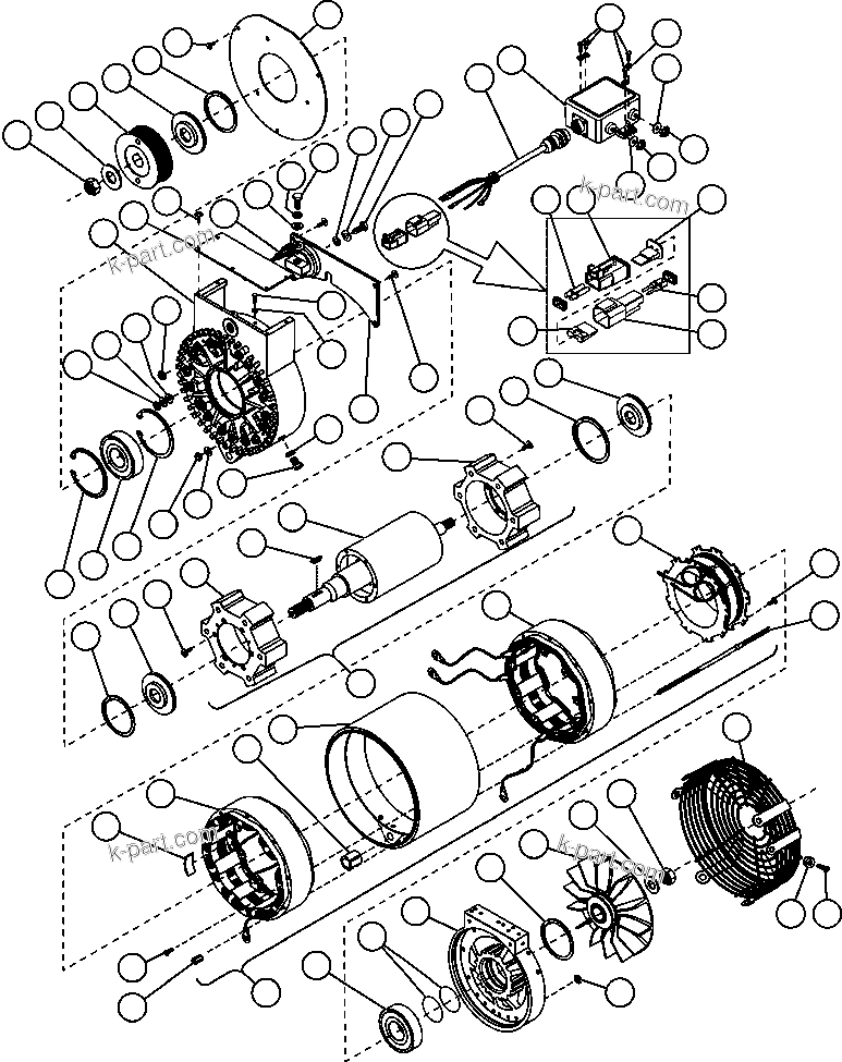 Komatsu parts book diagram for AFE50-GC 830E S/N GAE2170 & GAE2173 & GAE2175 & GAE2177            GLIDER KIT: BATTERY CHARGING ALTERNATOR (XA3319)