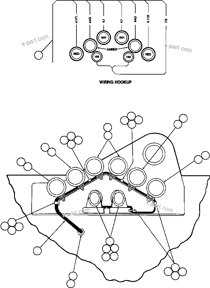 Komatsu parts book diagram for AFE50-GC 830E S/N GAE2170 & GAE2173 & GAE2175 & GAE2177            GLIDER KIT: REAR LIGHTS & BACKUP HORN INSTALLATION