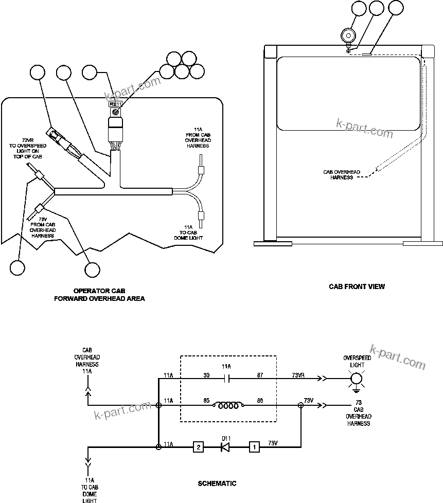 Komatsu parts book diagram for AFE50-GC 830E S/N GAE2170 & GAE2173 & GAE2175 & GAE2177            GLIDER KIT: OVERSPEED WARNING LIGHT