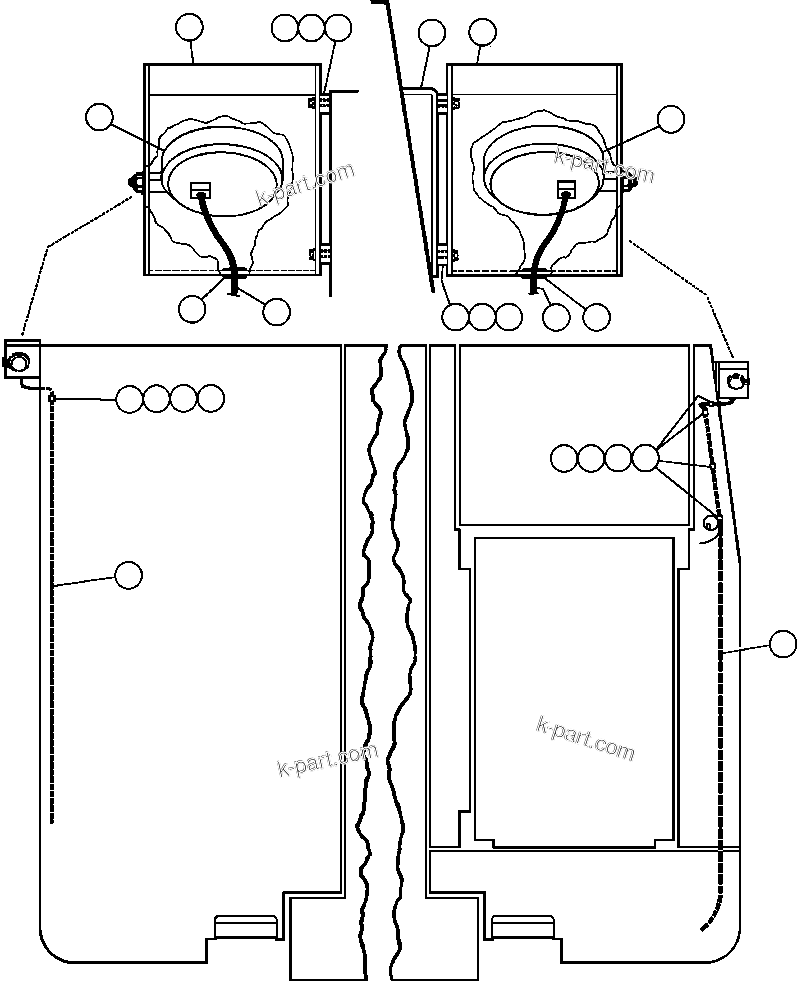 Komatsu parts book diagram for AFE50-GC 830E S/N GAE2170 & GAE2173 & GAE2175 & GAE2177            GLIDER KIT: BACKUP LIGHT INSTALLATION