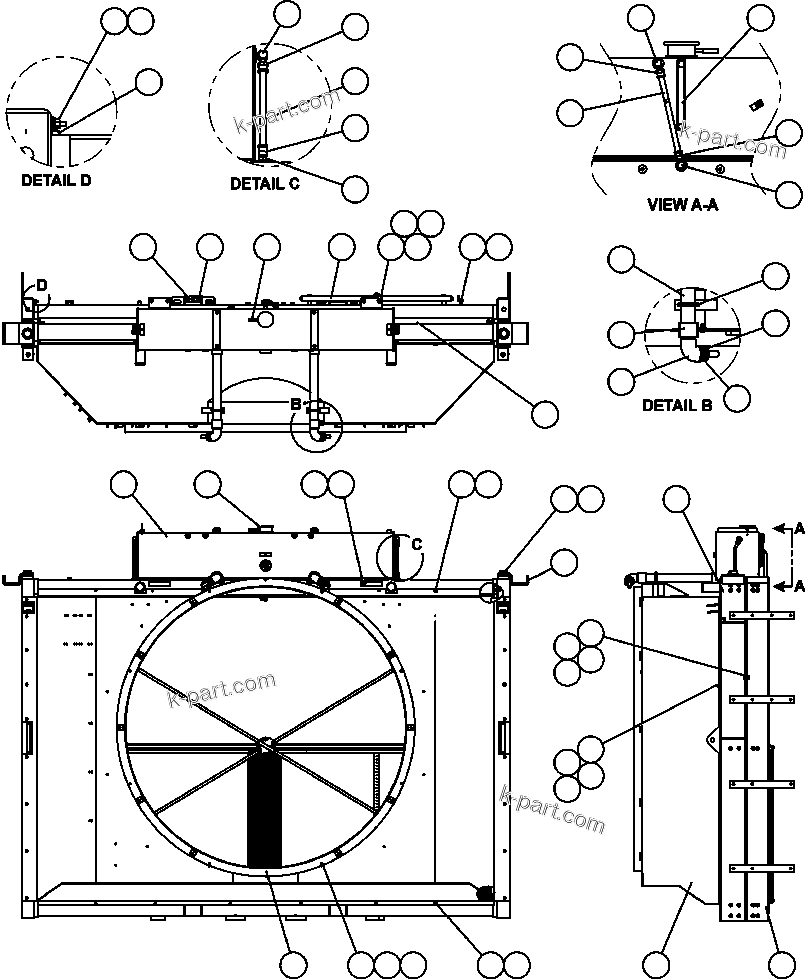 Komatsu parts book diagram for AFE52-AB 930E-3 S/N A30387-A30388 & A30391 & A30393 & A30397-A30398 & A30401 CHUQUICAMATA: RADIATOR & SHROUD ASSEMBLY (PC1727)