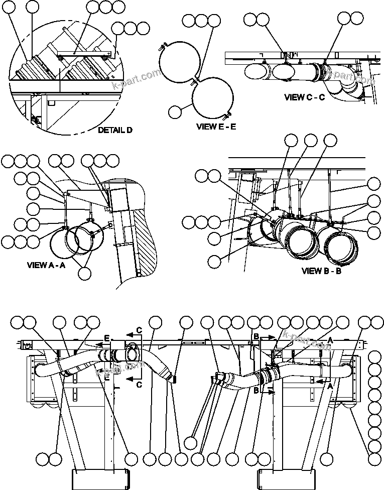 Komatsu parts book diagram for AFE52-AB 930E-3 S/N A30387-A30388 & A30391 & A30393 & A30397-A30398 & A30401 CHUQUICAMATA: AIR CLEANER PIPING & INSTALLATION