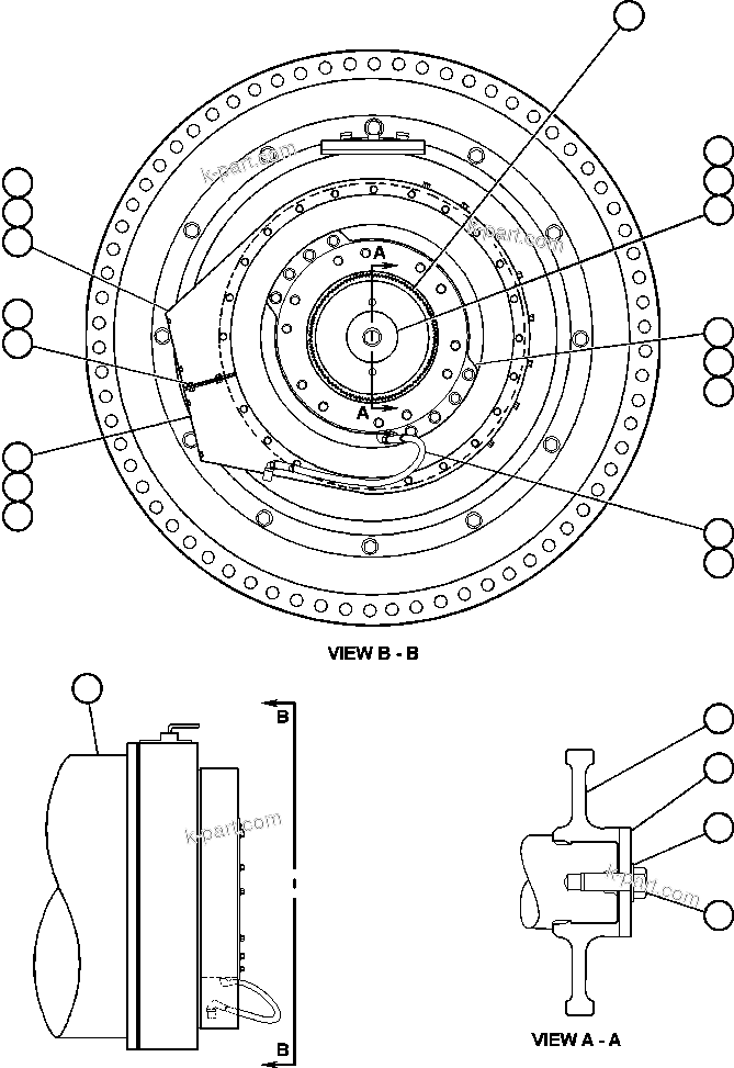 Komatsu parts book diagram for AFE52-AB 930E-3 S/N A30387-A30388 & A30391 & A30393 & A30397-A30398 & A30401 CHUQUICAMATA: PARKING BRAKE MNTG & COOLING AIR ADAPTER