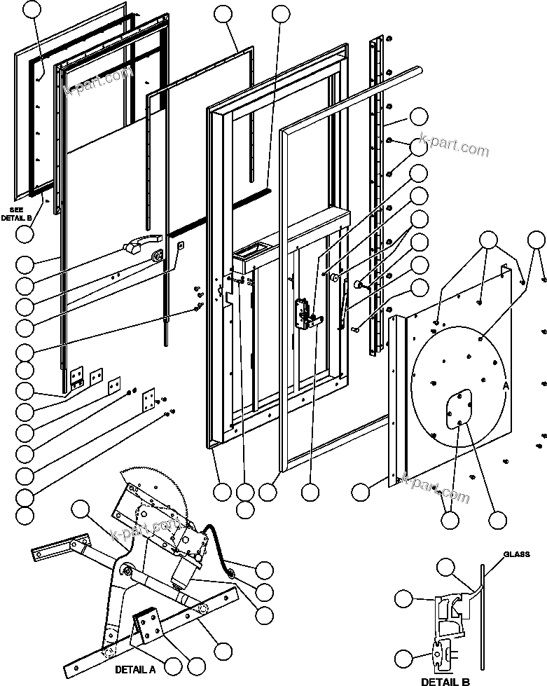 Komatsu parts book diagram for AFE52-AB 930E-3 S/N A30387-A30388 & A30391 & A30393 & A30397-A30398 & A30401 CHUQUICAMATA: DOOR - R.H. (SM5949)