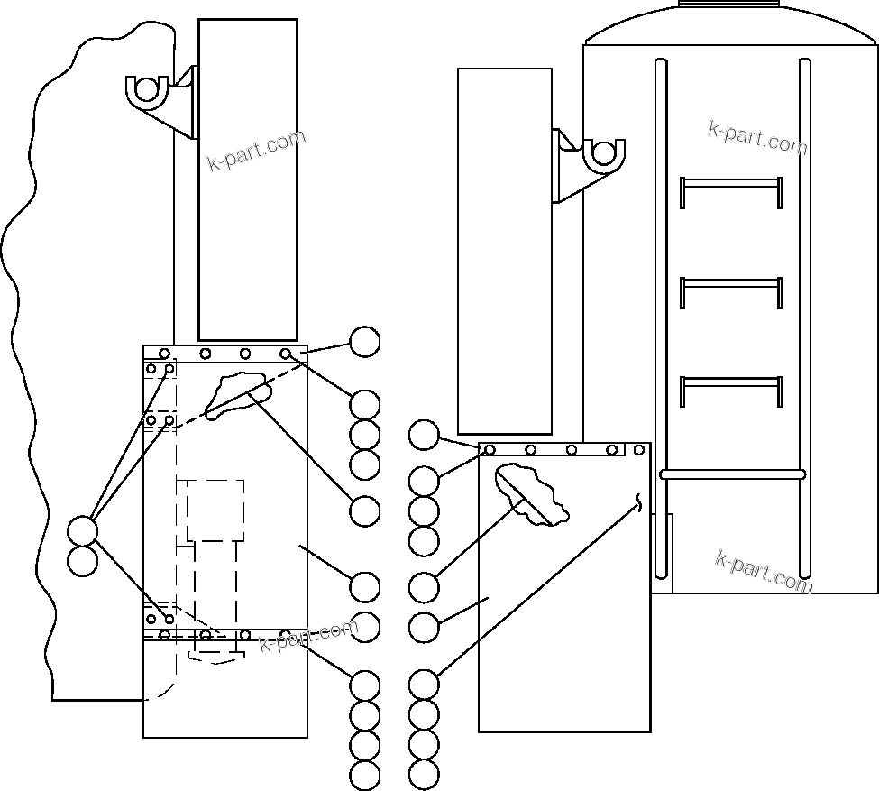 Komatsu parts book diagram for AFE52-AB 930E-3 S/N A30387-A30388 & A30391 & A30393 & A30397-A30398 & A30401 CHUQUICAMATA: SIDE MUD FLAP INSTALLATION