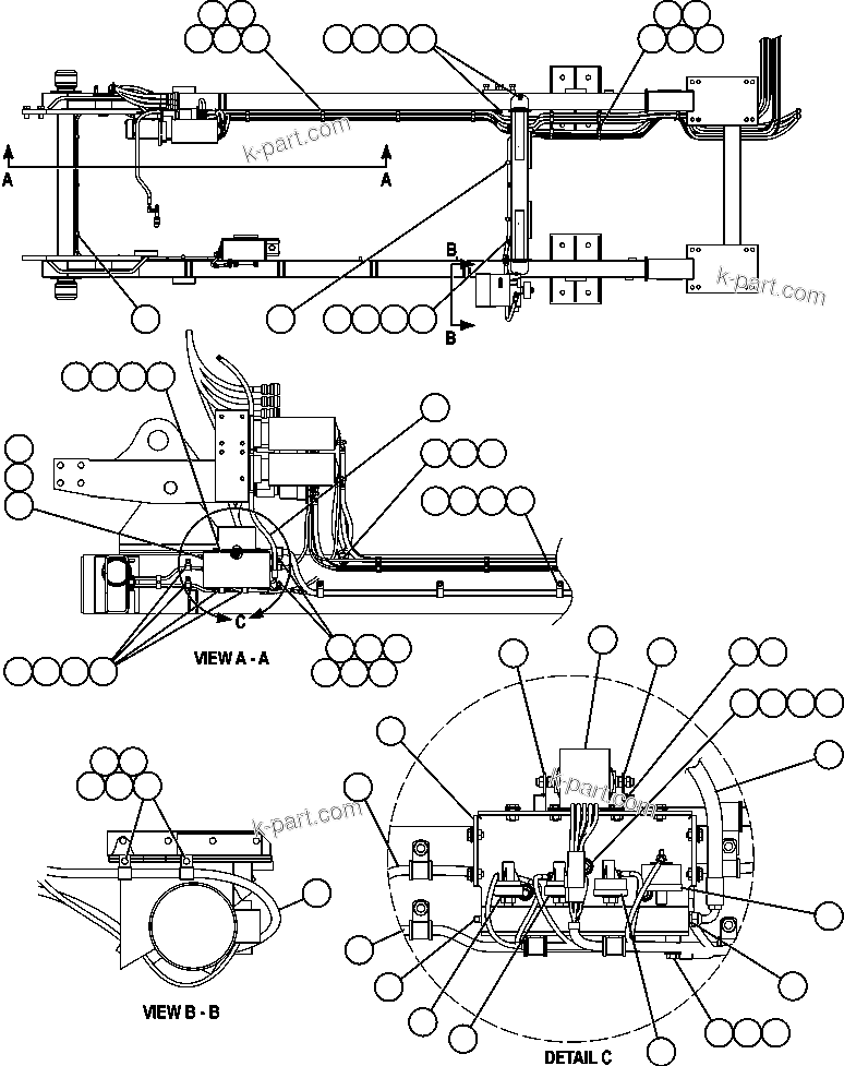 Komatsu parts book diagram for AFE52-AB 930E-3 S/N A30387-A30388 & A30391 & A30393 & A30397-A30398 & A30401 CHUQUICAMATA: ENGINE ELECTRICAL - ROUTING & PRELUBE SWITCHES