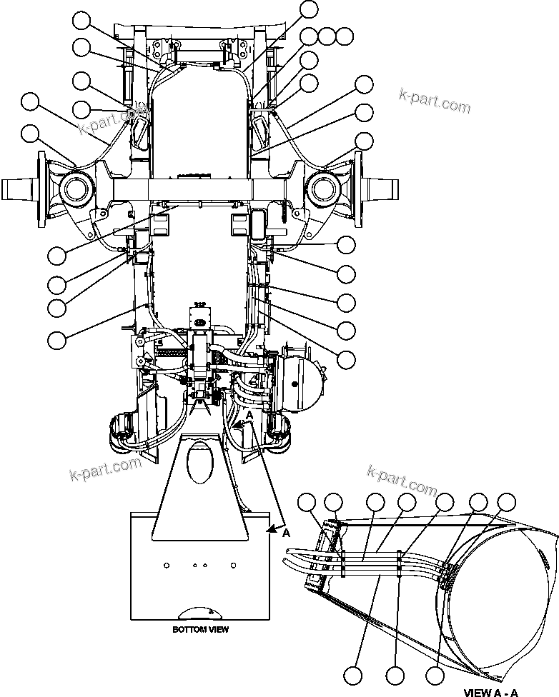 Komatsu parts book diagram for AFE52-AB 930E-3 S/N A30387-A30388 & A30391 & A30393 & A30397-A30398 & A30401 CHUQUICAMATA: BRAKE COOLING PIPING
