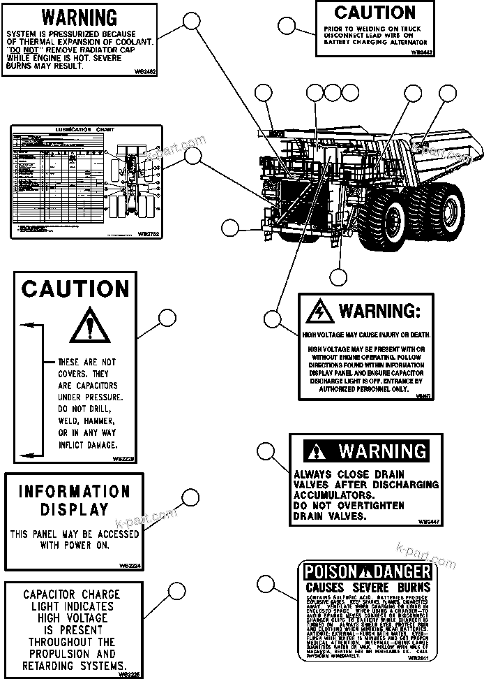 Komatsu parts book diagram for AFE52-J 930E-3 S/N A30336-A30340  KLEMKE: DECALS & WARNINGS - 1