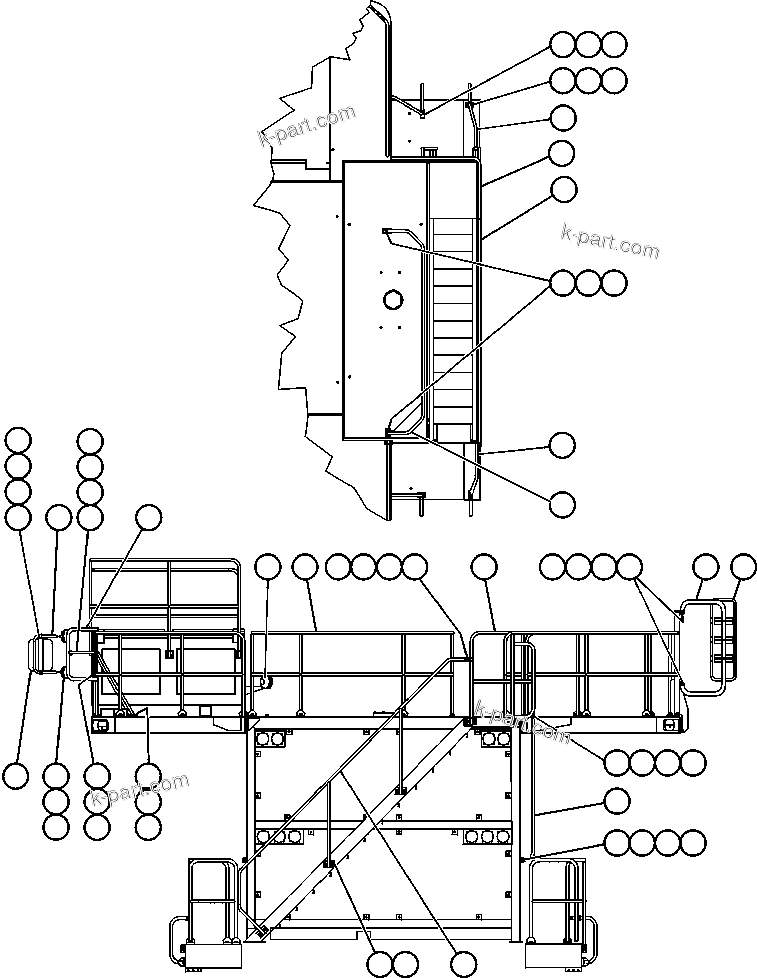 Komatsu parts book diagram for AFE52-J 930E-3 S/N A30336-A30340  KLEMKE: MIRRORS & HANDRAILS