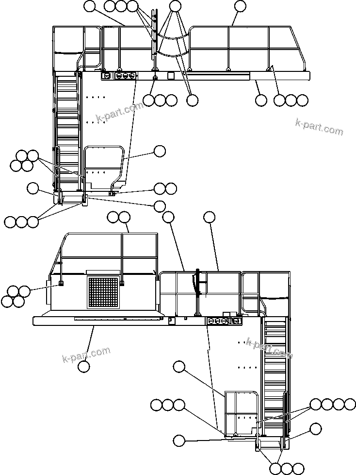 Komatsu parts book diagram for AFE52-J 930E-3 S/N A30336-A30340  KLEMKE: DECKS & HANDRAILS