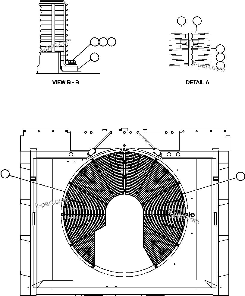 Komatsu parts book diagram for AFE52-J 930E-3 S/N A30336-A30340  KLEMKE: FAN GUARD INSTALLATION