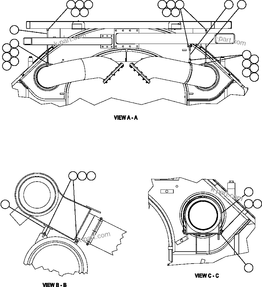 Komatsu parts book diagram for AFE52-J 930E-3 S/N A30336-A30340  KLEMKE: EXHAUST PIPING - 1