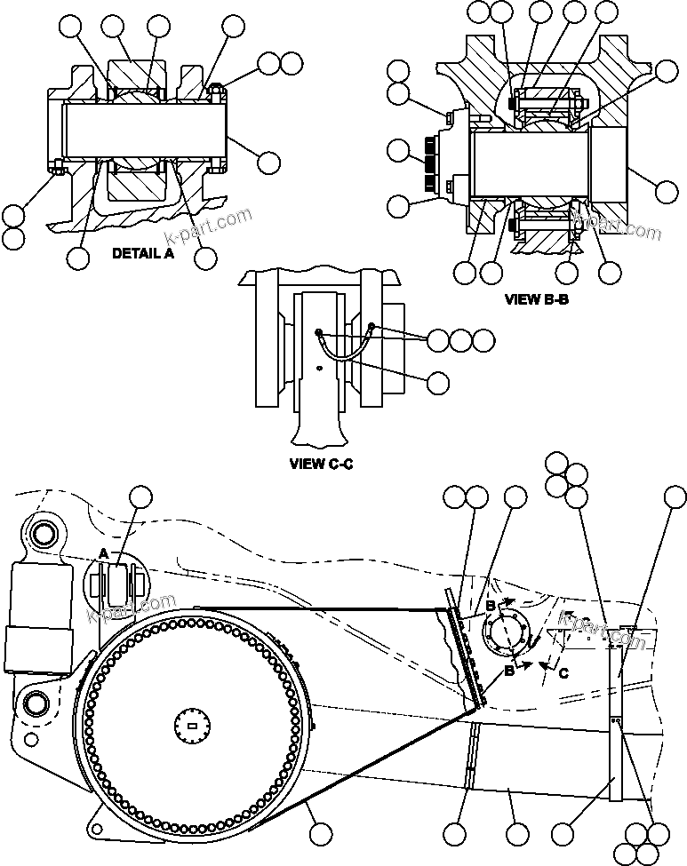 Komatsu parts book diagram for AFE52-J 930E-3 S/N A30336-A30340  KLEMKE: DRIVE AXLE & MOUNTING