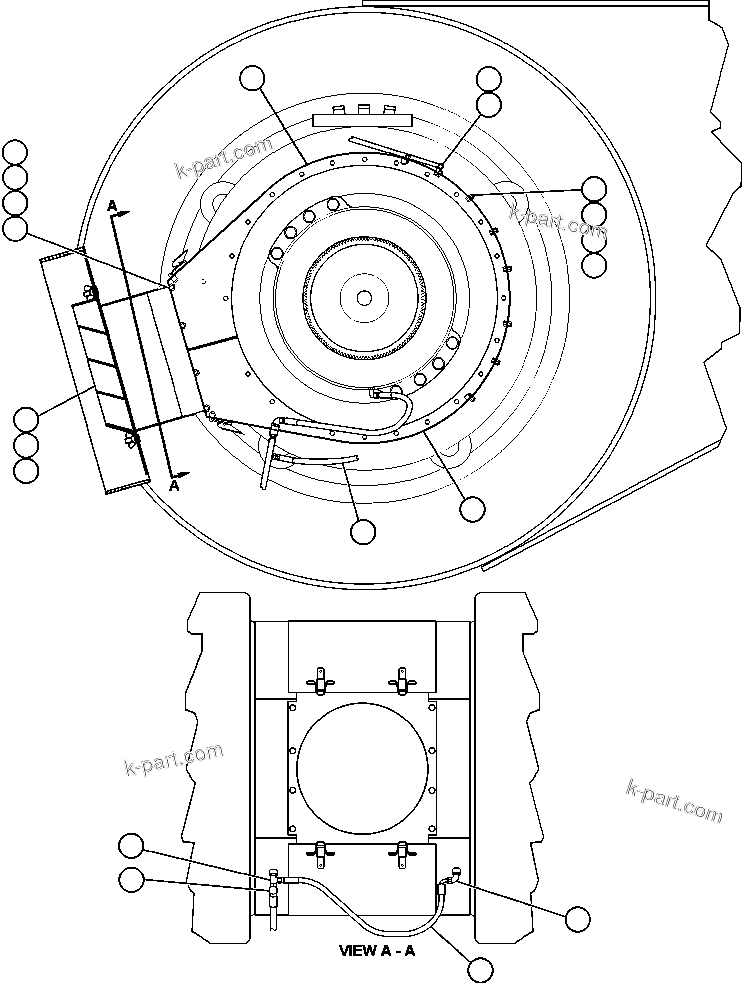 Komatsu parts book diagram for AFE52-J 930E-3 S/N A30336-A30340  KLEMKE: REAR WHEEL COOLING (EXHAUST)
