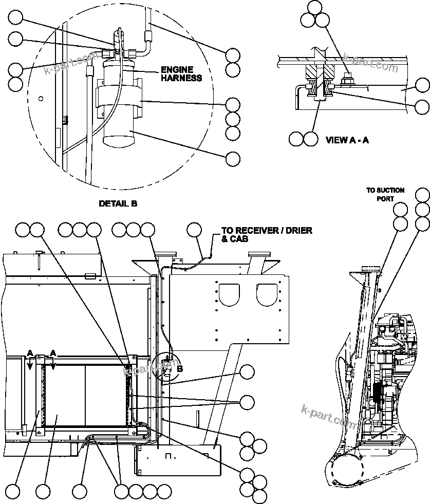 Komatsu parts book diagram for AFE52-J 930E-3 S/N A30336-A30340  KLEMKE: AIR CONDITIONER PIPING & INSTALLATION