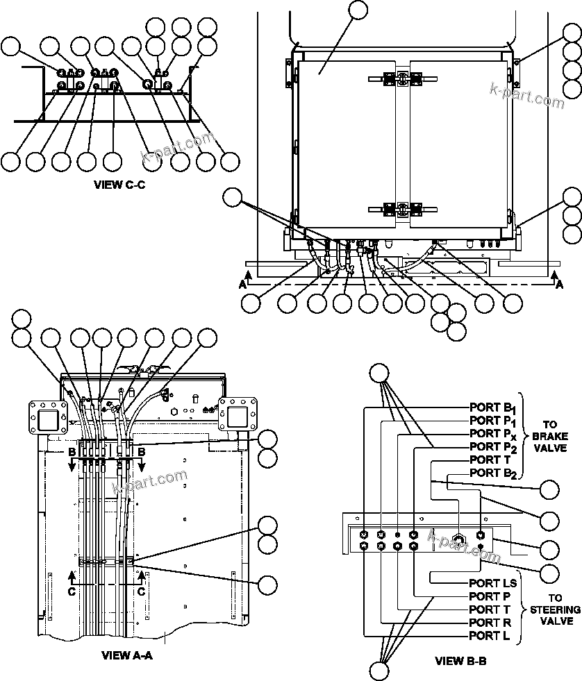 Komatsu parts book diagram for AFE52-J 930E-3 S/N A30336-A30340  KLEMKE: BRAKE CABINET/CAB PIPING