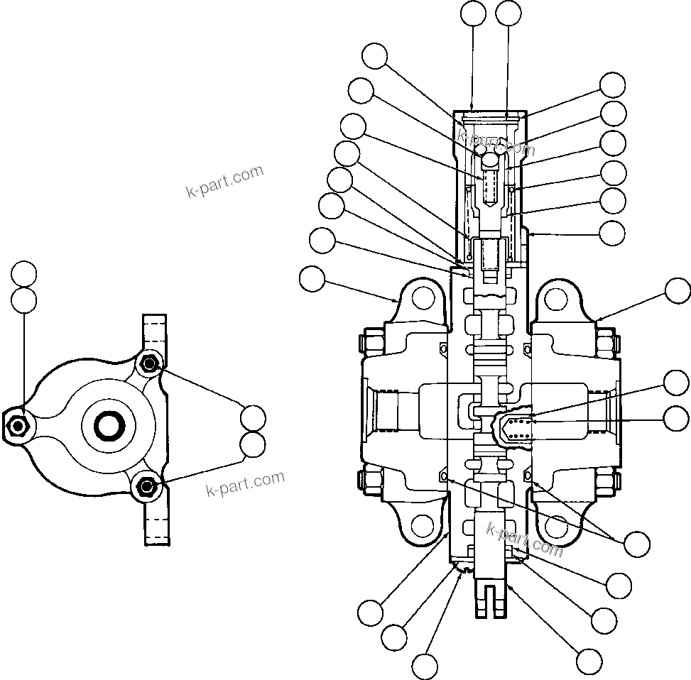 Komatsu parts book diagram for AFE52-J 930E-3 S/N A30336-A30340  KLEMKE: HOIST PILOT VALVE ASSEMBLY (PB6922)