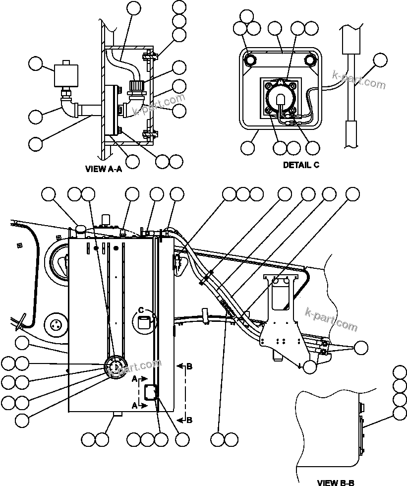 Komatsu parts book diagram for AFE52-J 930E-3 S/N A30336-A30340  KLEMKE: FUEL TANK INSTALLATION & PIPING