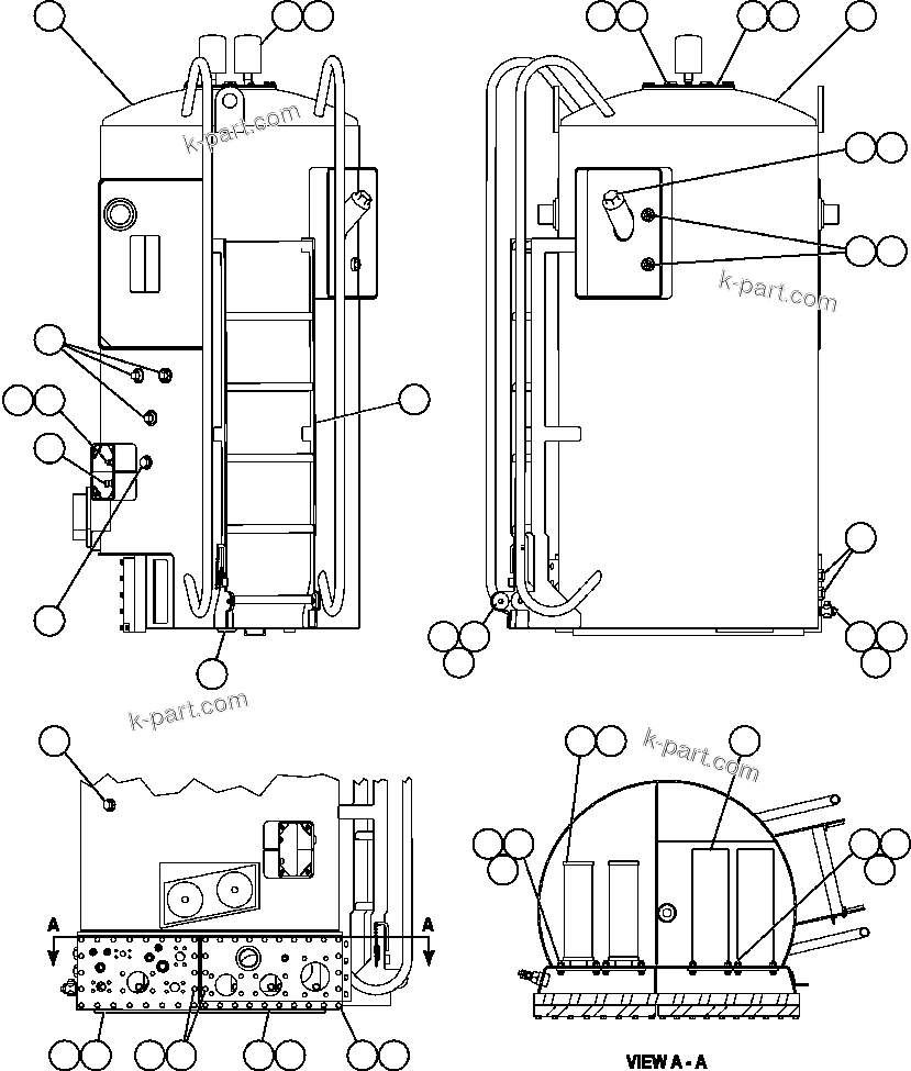 Komatsu parts book diagram for AFE52-J 930E-3 S/N A30336-A30340  KLEMKE: HYDRAULIC TANK ASSEMBLY INSTALLATION - 1