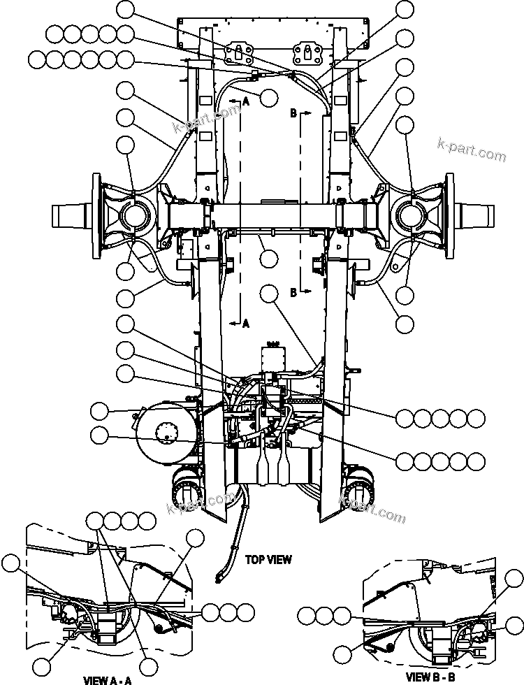 Komatsu parts book diagram for AFE52-J 930E-3 S/N A30336-A30340  KLEMKE: BRAKE COOLING PIPING - 1