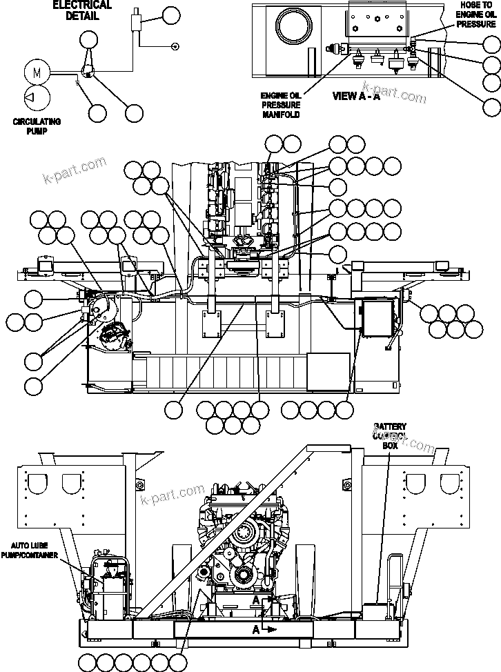 Komatsu parts book diagram for AFE52-J 930E-3 S/N A30336-A30340  KLEMKE: ENGINE OIL RESERVE SYSTEM