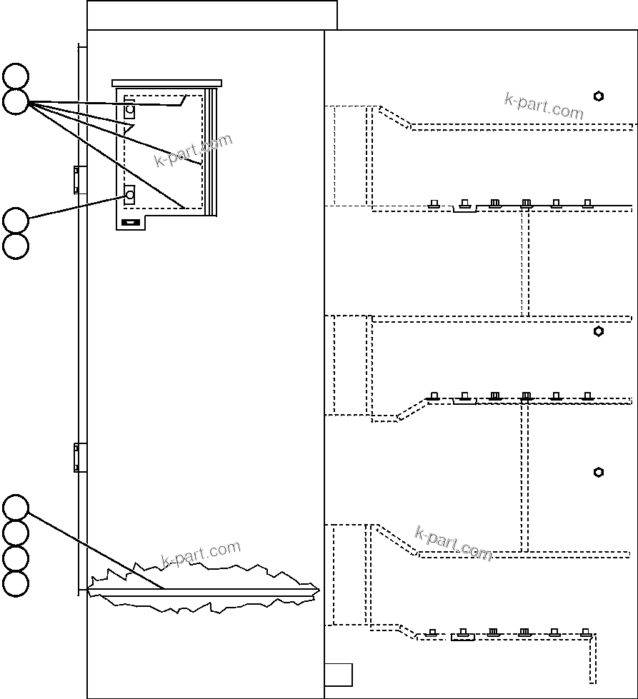 Komatsu parts book diagram for AFE52-J 930E-3 S/N A30336-A30340  KLEMKE: CONTROL CABINET (LEFT SIDE)