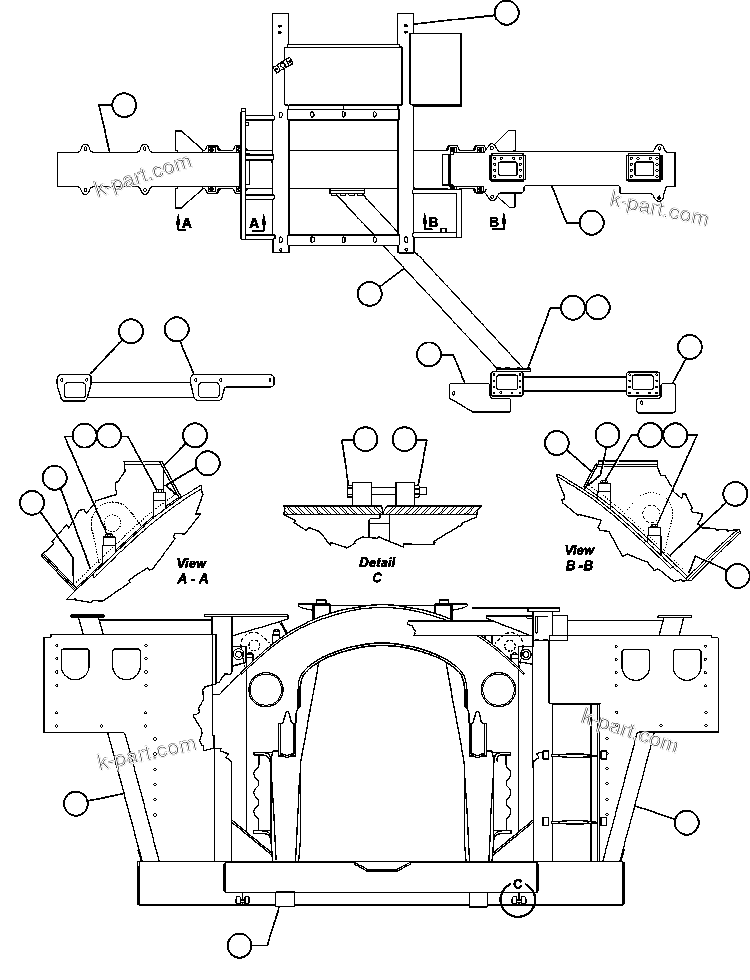 Komatsu parts book diagram for AFE57-AA 830E-AC S/N A30106 - A30108      ELK VALLEY COAL: FRAME & UPRIGHTS