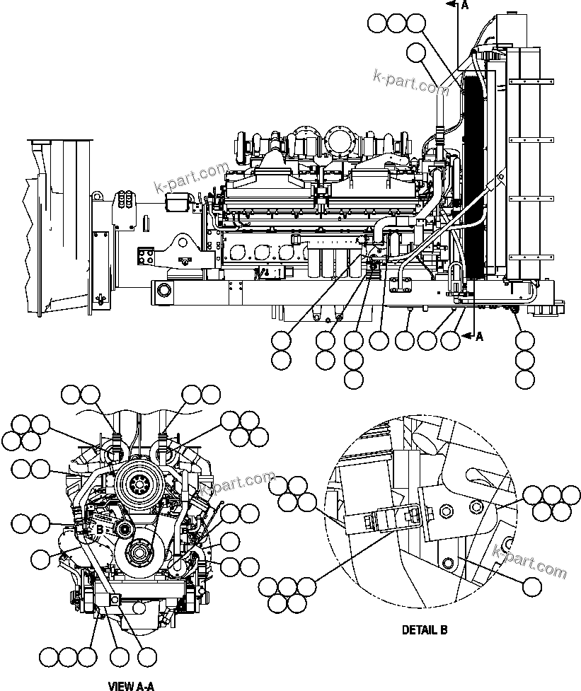 Komatsu parts book diagram for AFE57-AA 830E-AC S/N A30106 - A30108      ELK VALLEY COAL: RADIATOR PIPING - 1