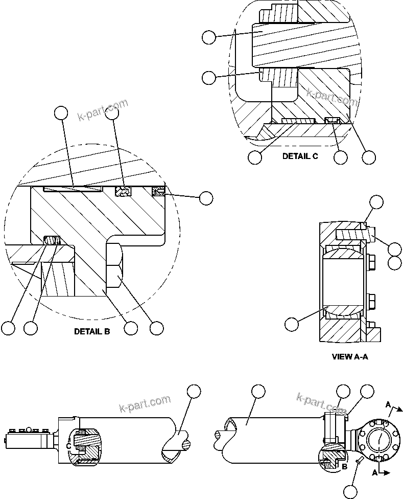 Komatsu parts book diagram for AFE57-AA 830E-AC S/N A30106 - A30108      ELK VALLEY COAL: STEERING CYLINDER INSTALLATION