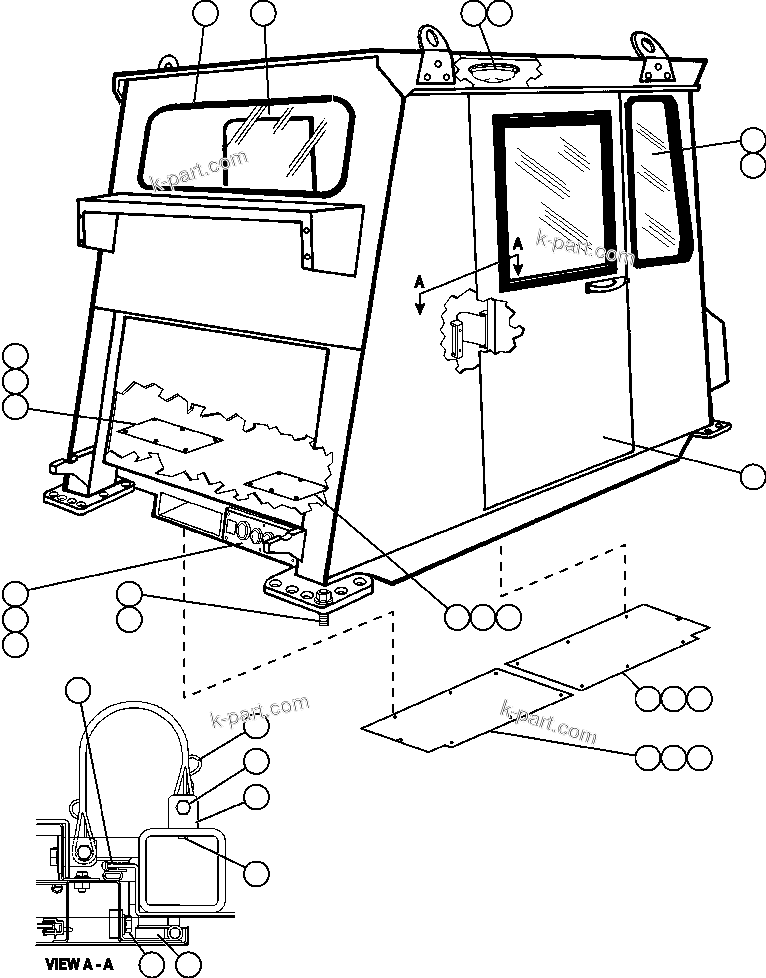 Komatsu parts book diagram for AFE57-AA 830E-AC S/N A30106 - A30108      ELK VALLEY COAL: CAB ASSEMBLY - 1 (EL4190)