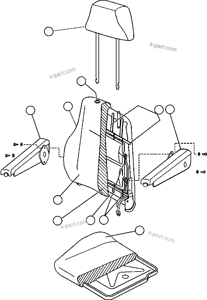 Komatsu parts book diagram for AFE57-AA 830E-AC S/N A30106 - A30108      ELK VALLEY COAL: OPERATOR'S SEAT ASSEMBLY (EJ8295)