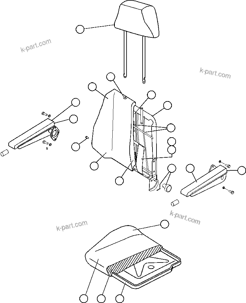Komatsu parts book diagram for AFE57-AA 830E-AC S/N A30106 - A30108      ELK VALLEY COAL: PASSENGER SEAT ASSEMBLY - 1 (PB9771)