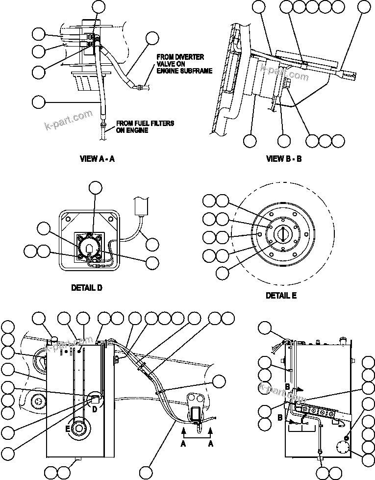 Komatsu parts book diagram for AFE57-AA 830E-AC S/N A30106 - A30108      ELK VALLEY COAL: FUEL TANK INSTALLATION & PIPING