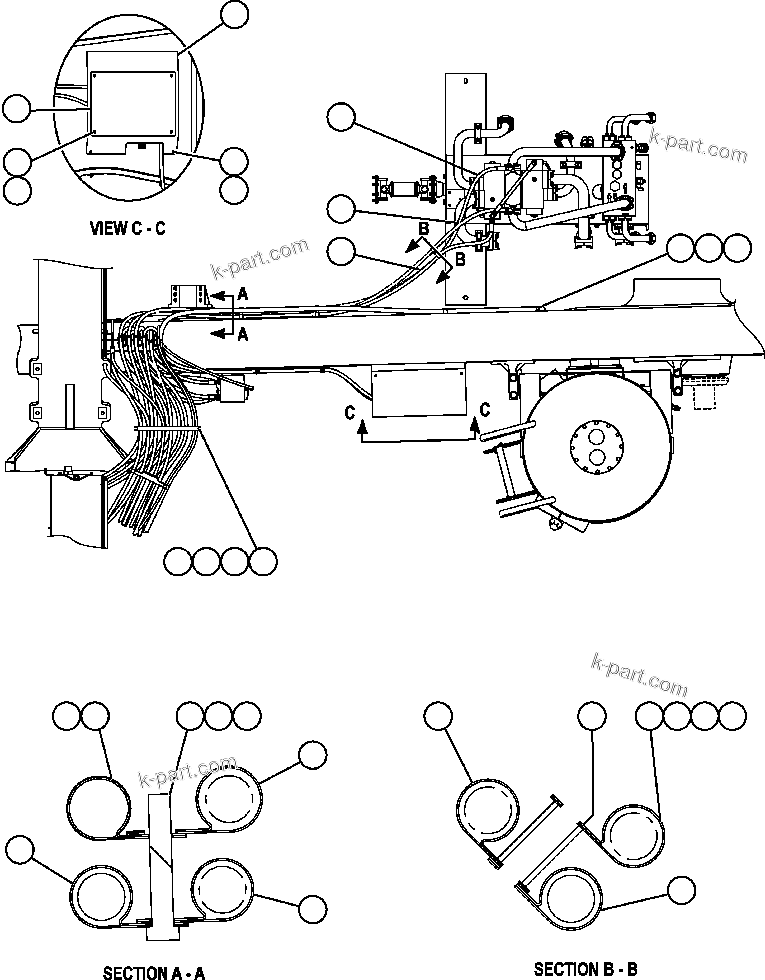 Komatsu parts book diagram for AFE57-AA 830E-AC S/N A30106 - A30108      ELK VALLEY COAL: BRAKE CABINET PIPING