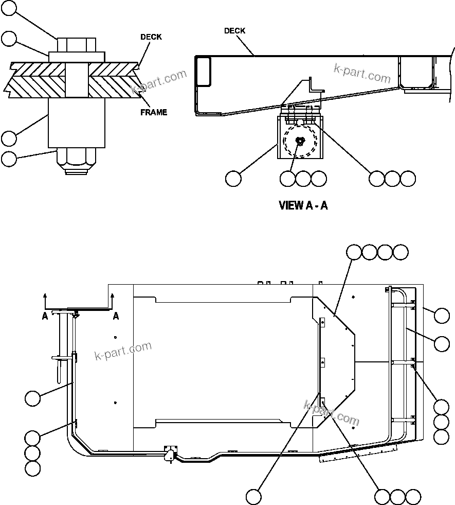 Komatsu parts book diagram for AFE57-AM 830E-1AC S/N A30162, A30163, A30165 - A30167, A30170 - A30173     MACARTHUR: L.H. DECK MOUNTING & MISCELLANEOUS