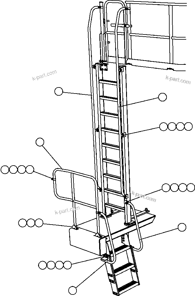 Komatsu parts book diagram for AFE57-AM 830E-1AC S/N A30162, A30163, A30165 - A30167, A30170 - A30173     MACARTHUR: L.H. LADDER HANDRAILS