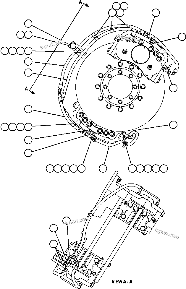 Komatsu parts book diagram for AFE57-AM 830E-1AC S/N A30162, A30163, A30165 - A30167, A30170 - A30173     MACARTHUR: REAR DISC & PARKING BRAKE INSTL ( 2/2)