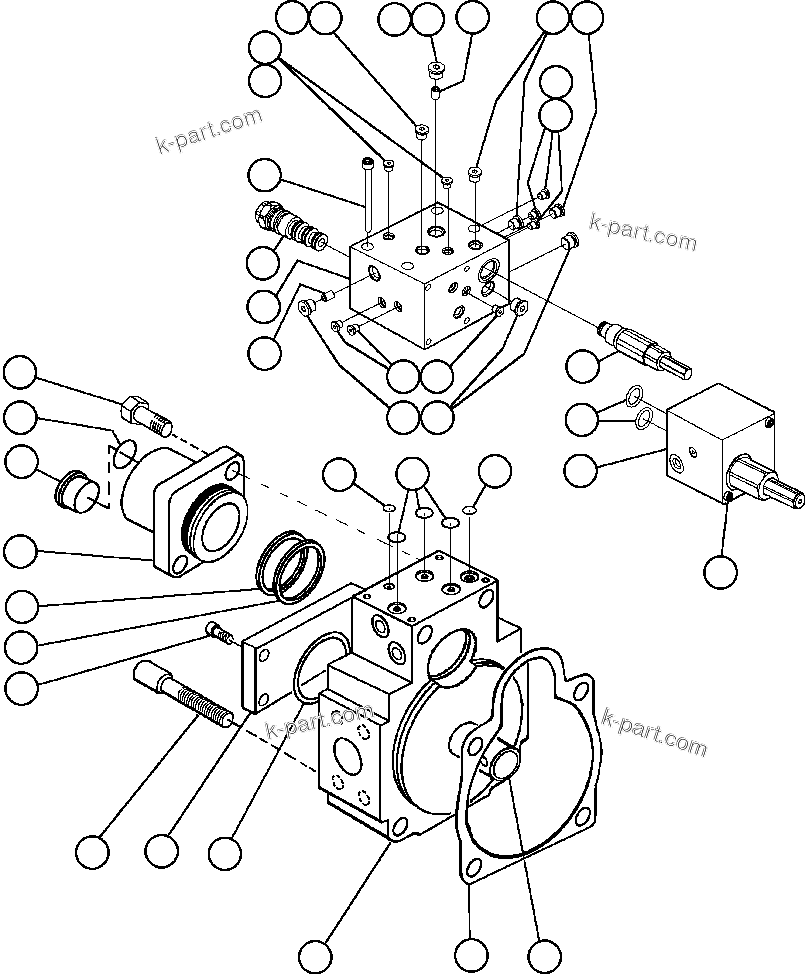 Komatsu parts book diagram for AFE57-AM 830E-1AC S/N A30162, A30163, A30165 - A30167, A30170 - A30173     MACARTHUR: STEERING PUMP HOUSING (REAR) (PC1141)