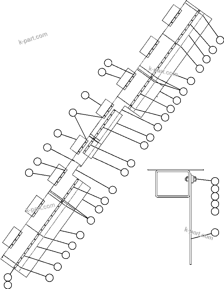 Komatsu parts book diagram for AFE57-AM 830E-1AC S/N A30162, A30163, A30165 - A30167, A30170 - A30173     MACARTHUR: MUD FLAP INSTALLATION ( 1/2)
